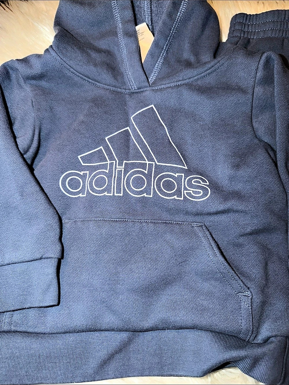 adidas Essential Fleece Small Logo Hooded Pullover and Jogger Set